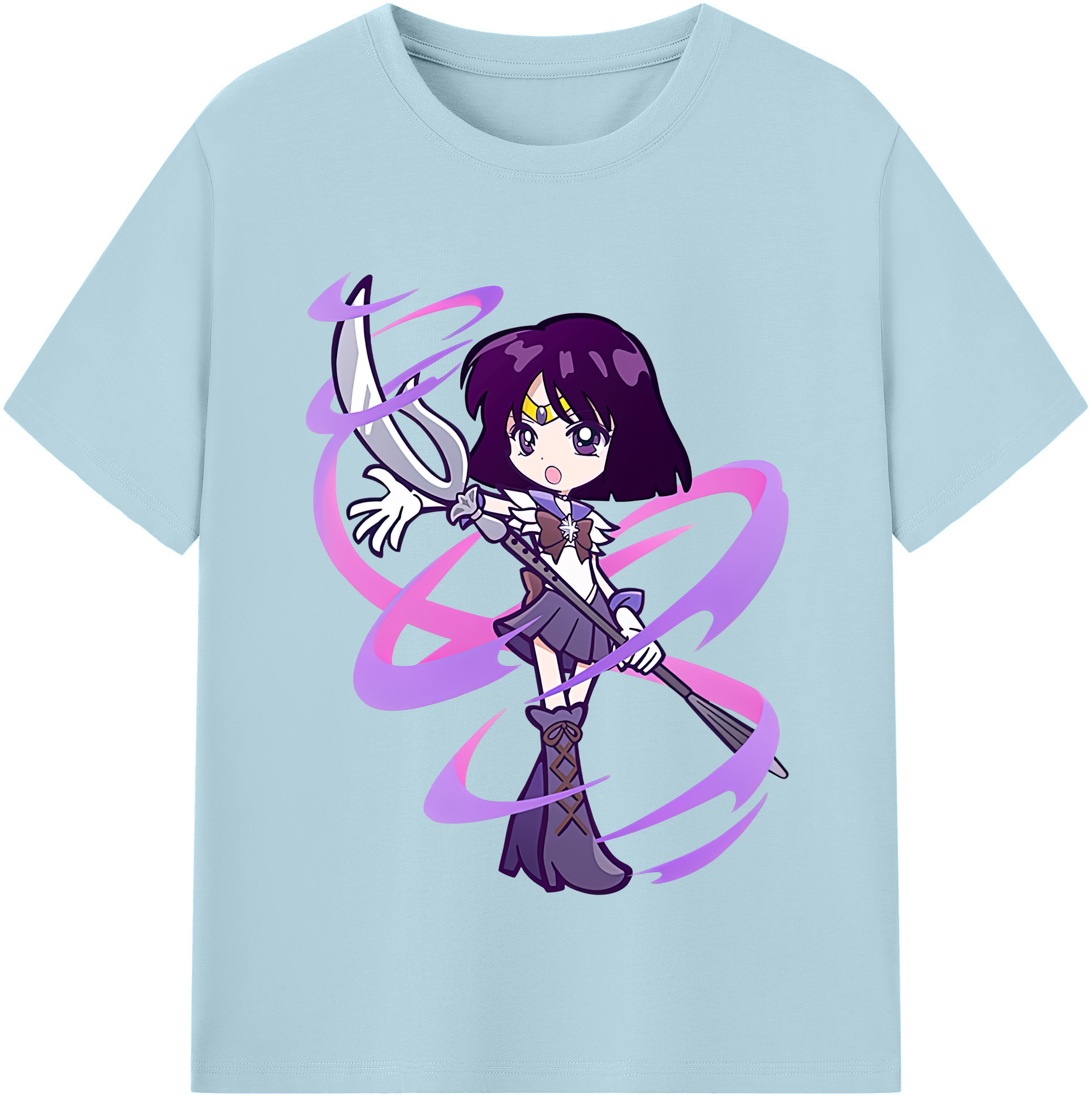 （画像用） 美少女戦士セーラームーン 土萠ほたる Sailor Moon Tomoe Hotaru （セーラーサターン；Sailor Saturn） 綿100％半袖Tシャツ（フロントプリント）